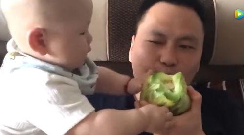 爸爸抱着宝宝吃瓜,爸爸怀抱宝宝共享甜蜜瓜果时光